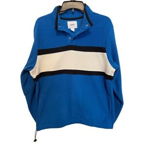 Old Navy Mens Blue Fleece Quarter Snap Pullover Sweatshirt - Size L Color Block